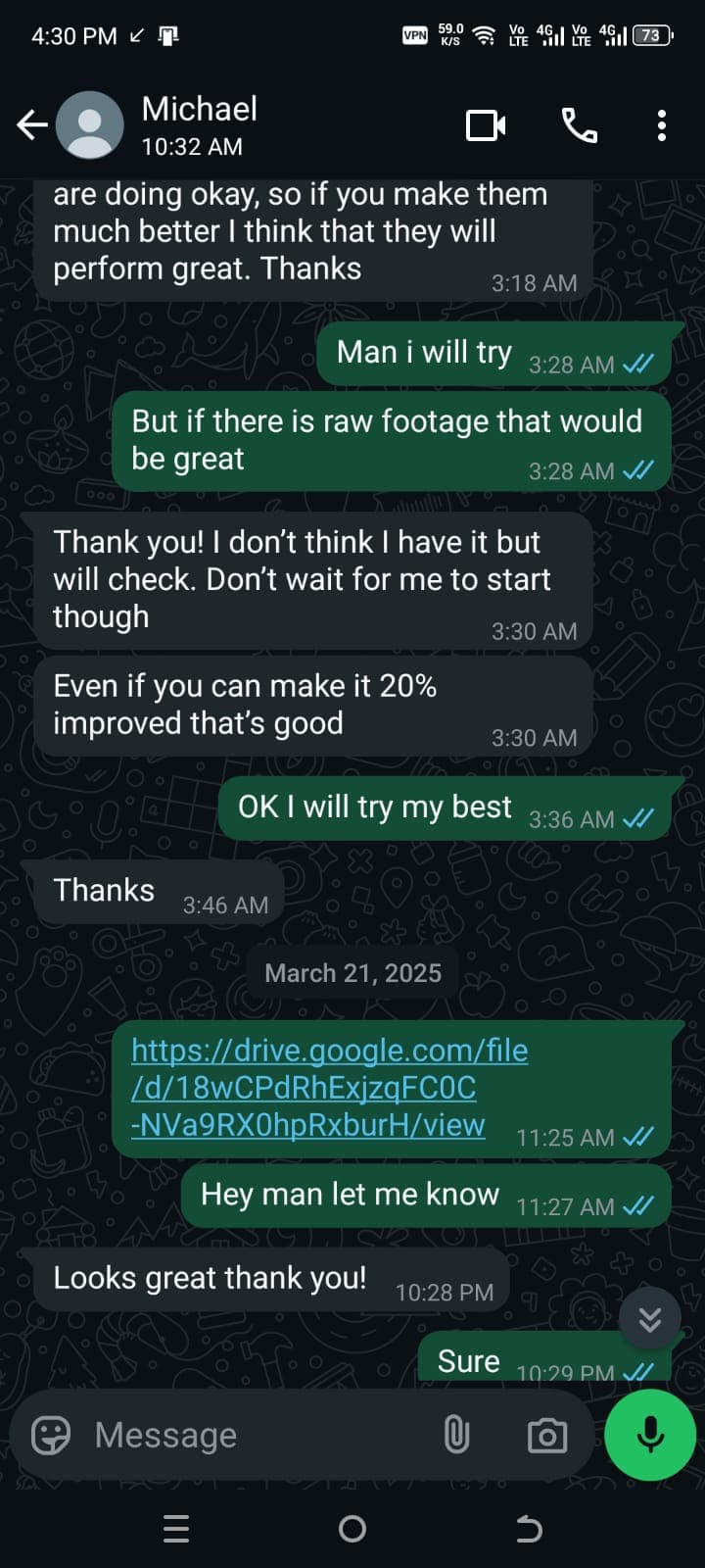 Testimonial from Micheal