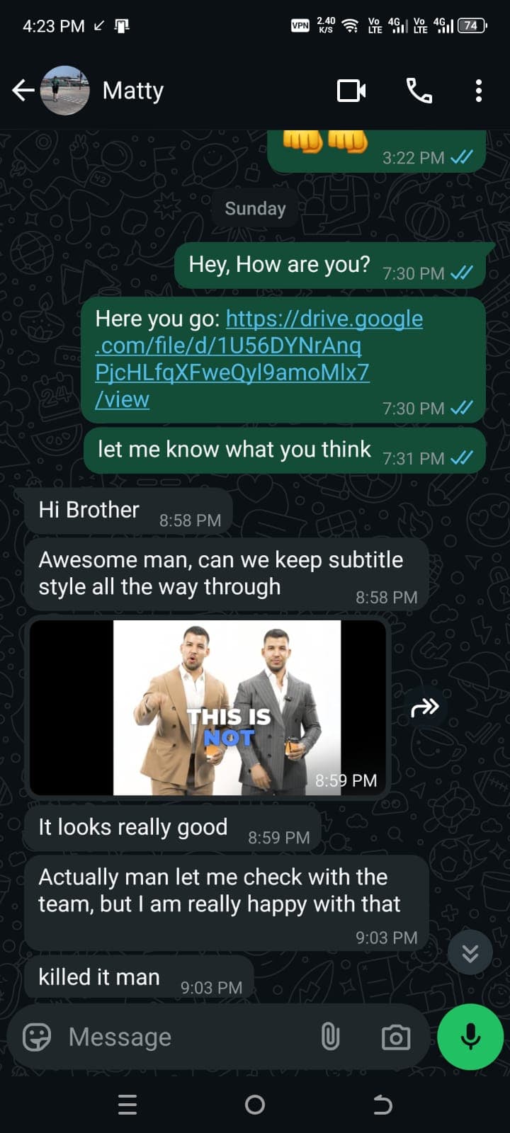Testimonial from Matty