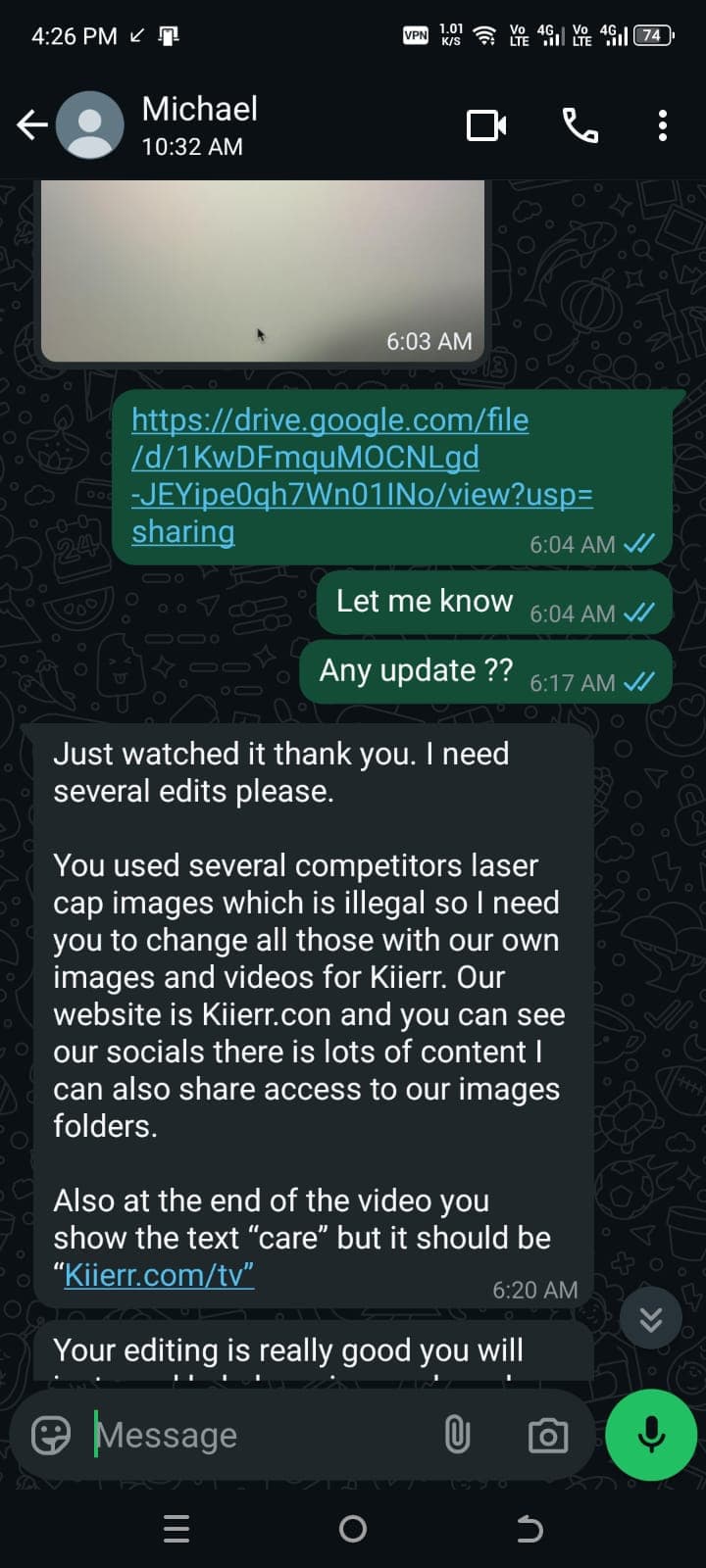 Testimonial from Micheal