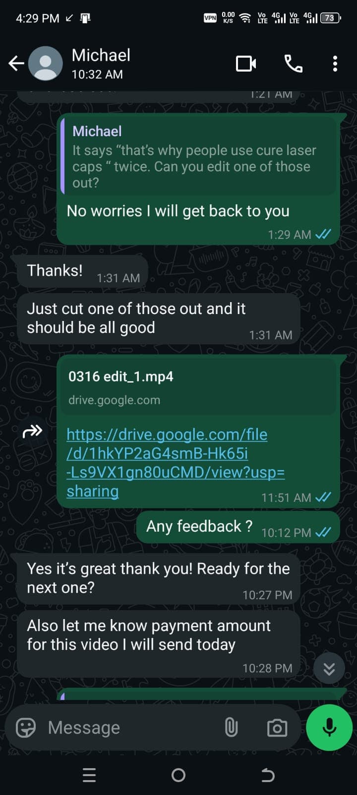 Testimonial from Micheal